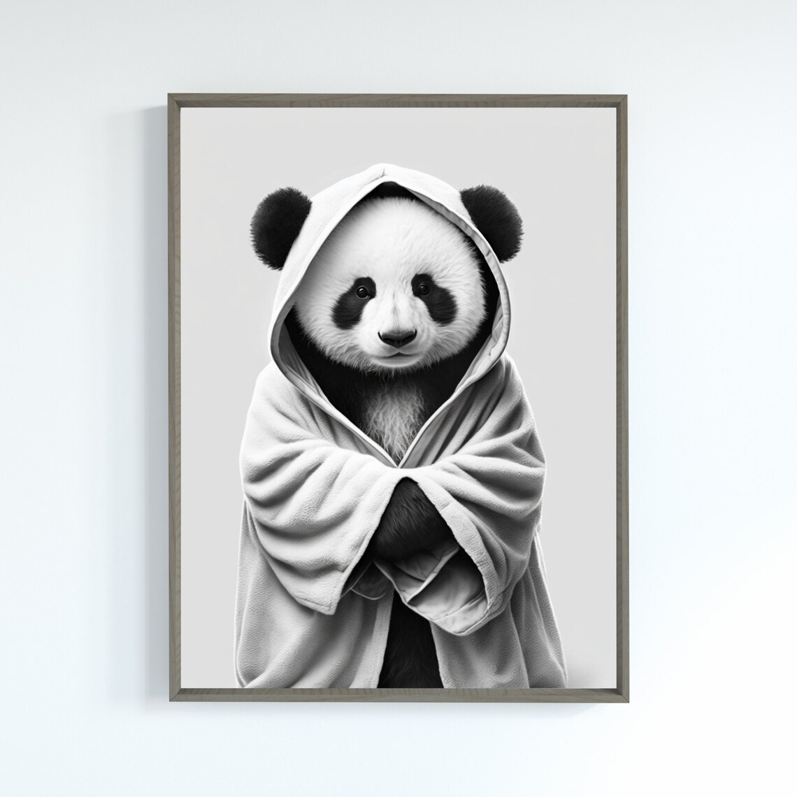 Panda In Bathrobe Art Funny Kids Bathroom Print