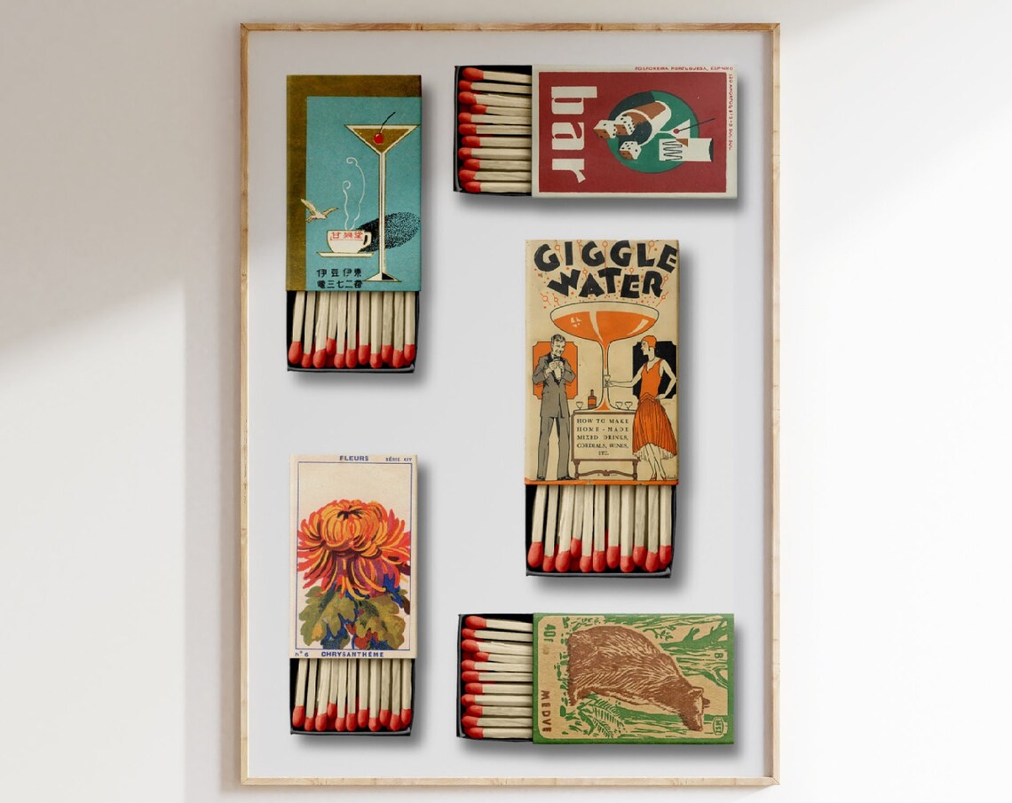 Vintage Matchbox Collage, Japanese Retro Poster - Image 4