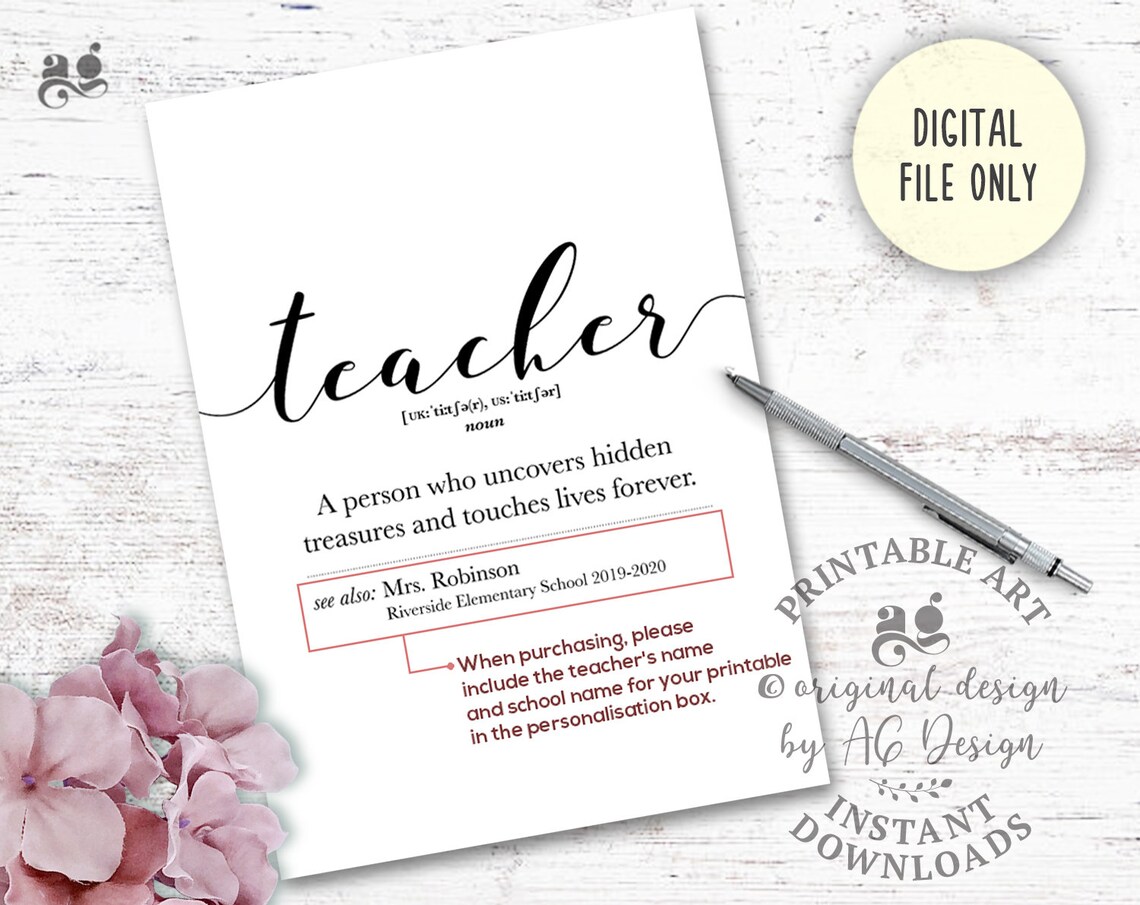 Personalized Teacher Appreciation Definition, Gift For Teacher - Image 2
