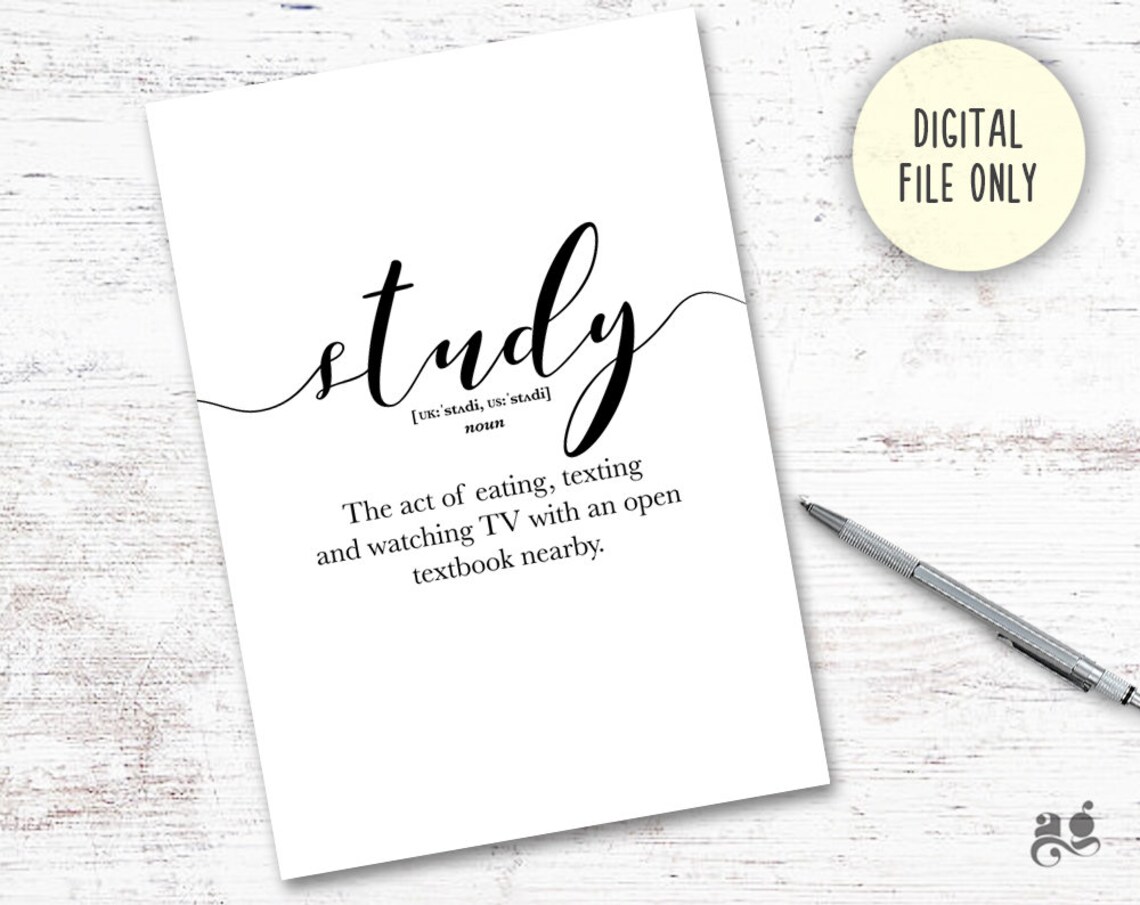 Study Definition Print, Funny Teen Study Decor - Image 3