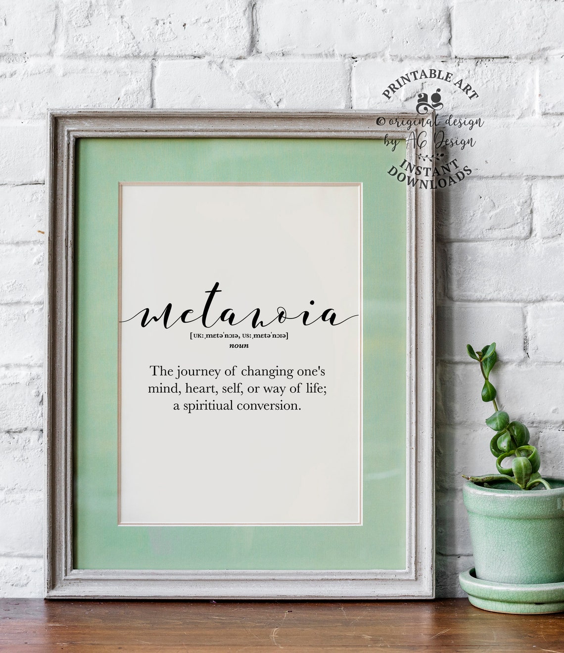 Metanoia Greek Definition Spiritual Journey Change of Heart Poster
