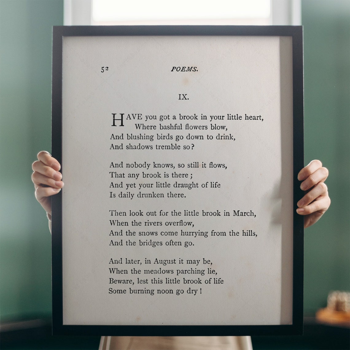 Emily Dickinson Have You Got A Brook Poem Vintage Book Page Art Poster - Image 4