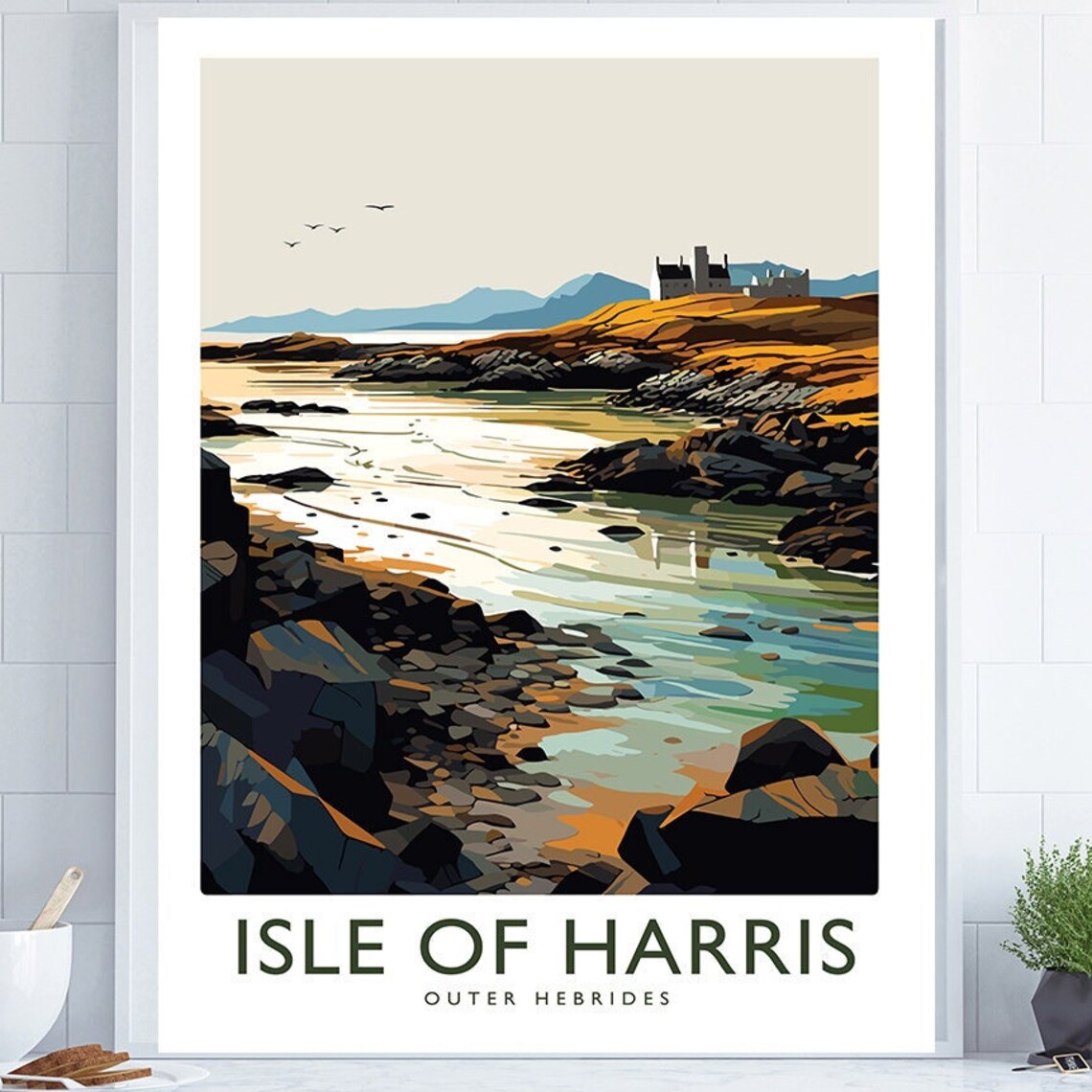Isle of Harris Outer Hebrides Scotland Rocky Shore Travel Poster