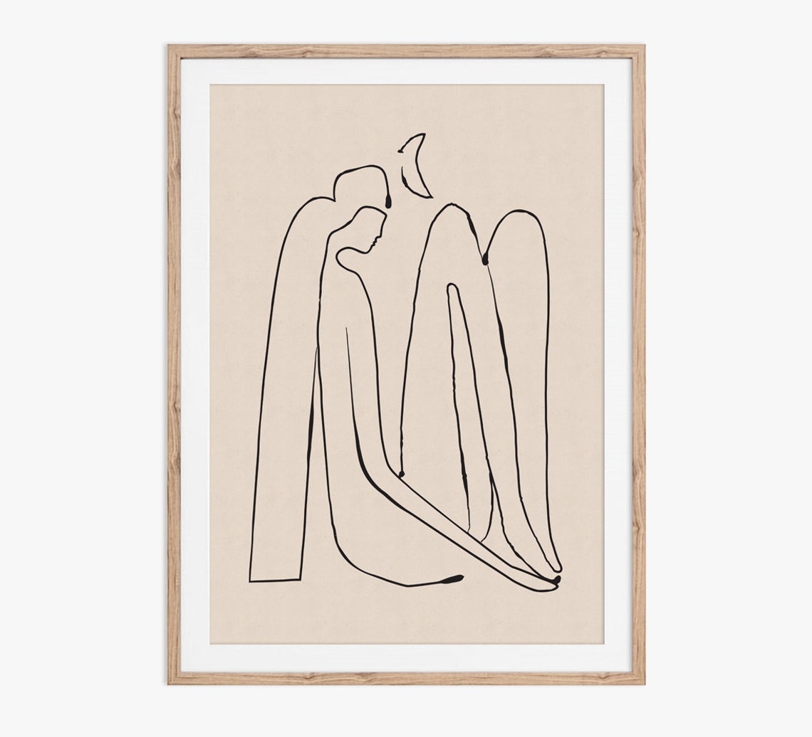 Under The Moon A Minimal Figurative Line Drawing Of A Figure Sitting Under The Moon Download