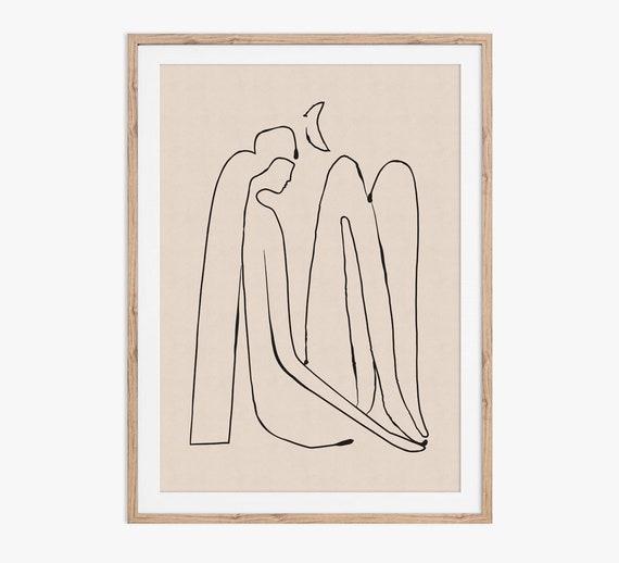Under The Moon A Minimal Figurative Line Drawing Of A Figure Sitting Under The Moon Download