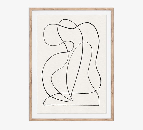 Abstract Scribble Line Art Black Ink Line Drawing On A Light Ivorycream Paper Textureinstant To Print From Home