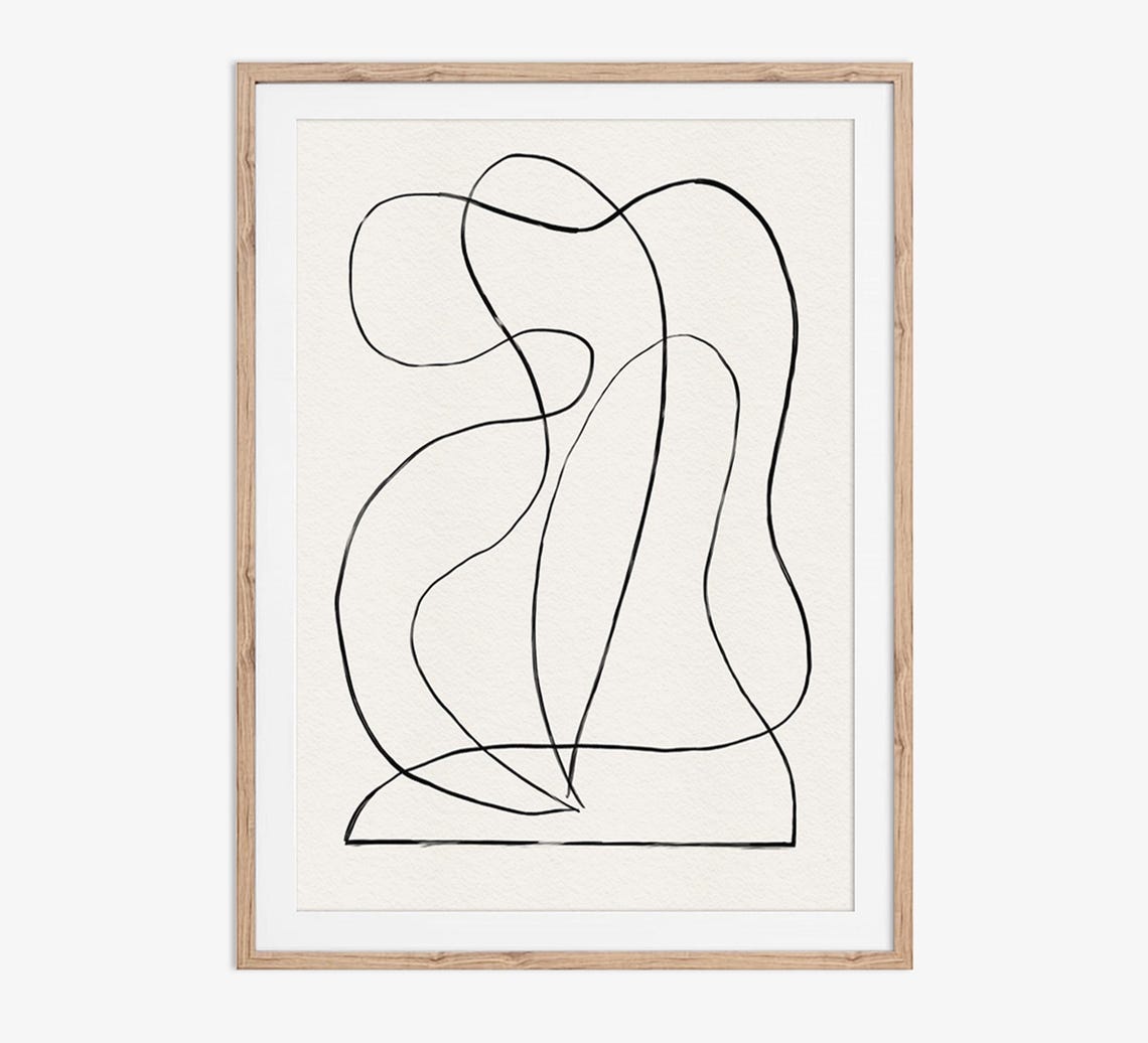 Abstract Scribble Line Art Black Ink Line Drawing On A Light Ivorycream Paper Textureinstant To Print From Home
