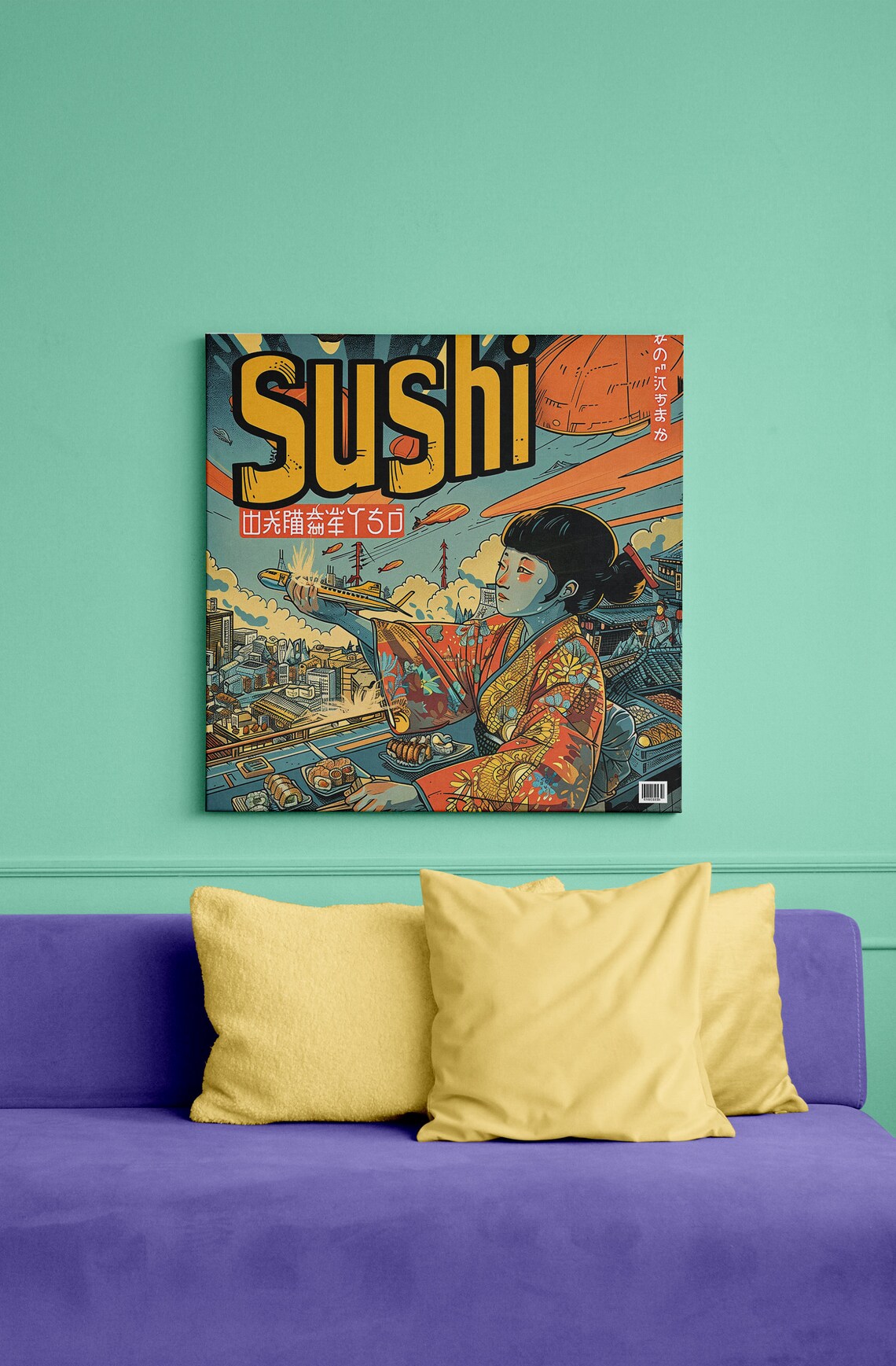 Retro Japanese Sushi Kimono Woman Tokyo Vintage Style Art Print - Image 2