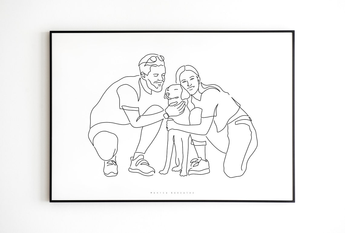 Custom Family Portrait Custom Line Drawing From Photo Personalised Family Portrait Line Art Meaningful Gifts Family Portrait Painting