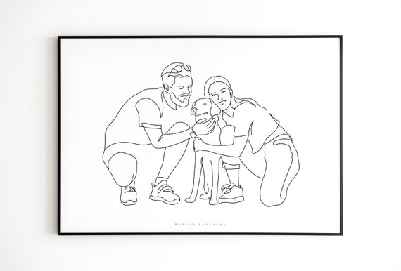 Custom Family Portrait Custom Line Drawing From Photo Personalised Family Portrait Line Art Meaningful Gifts Family Portrait Painting