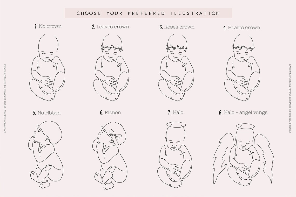 Custom Baby Loss Memorial Line Drawing Art Print - Image 3