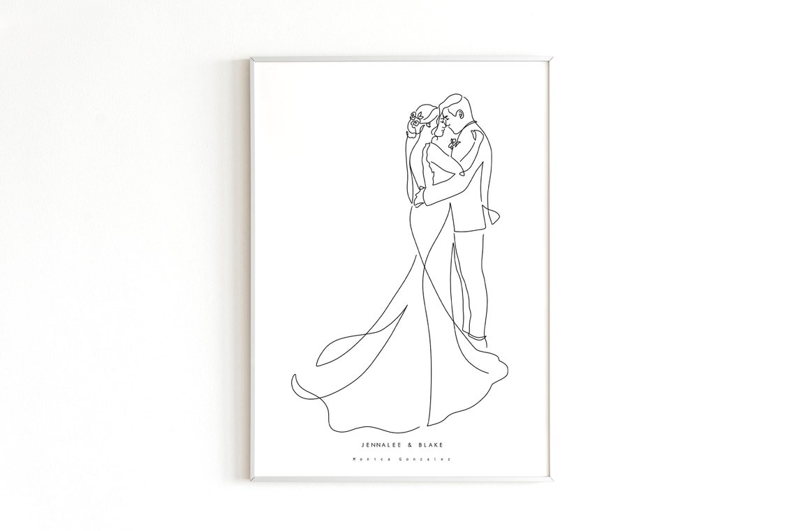 Family Group Hug Minimalist Line Art Portrait with Custom Name Poster - Image 5