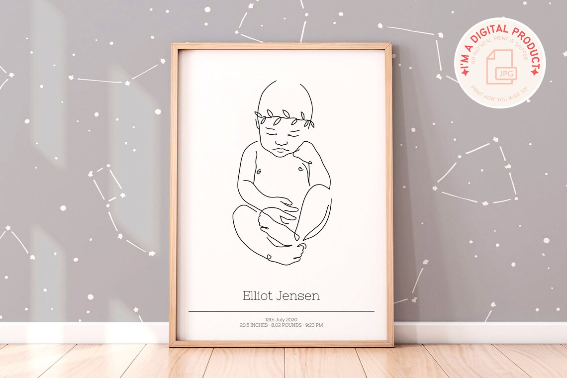 Custom Baby Loss Memorial Line Drawing Art Print - Image 8