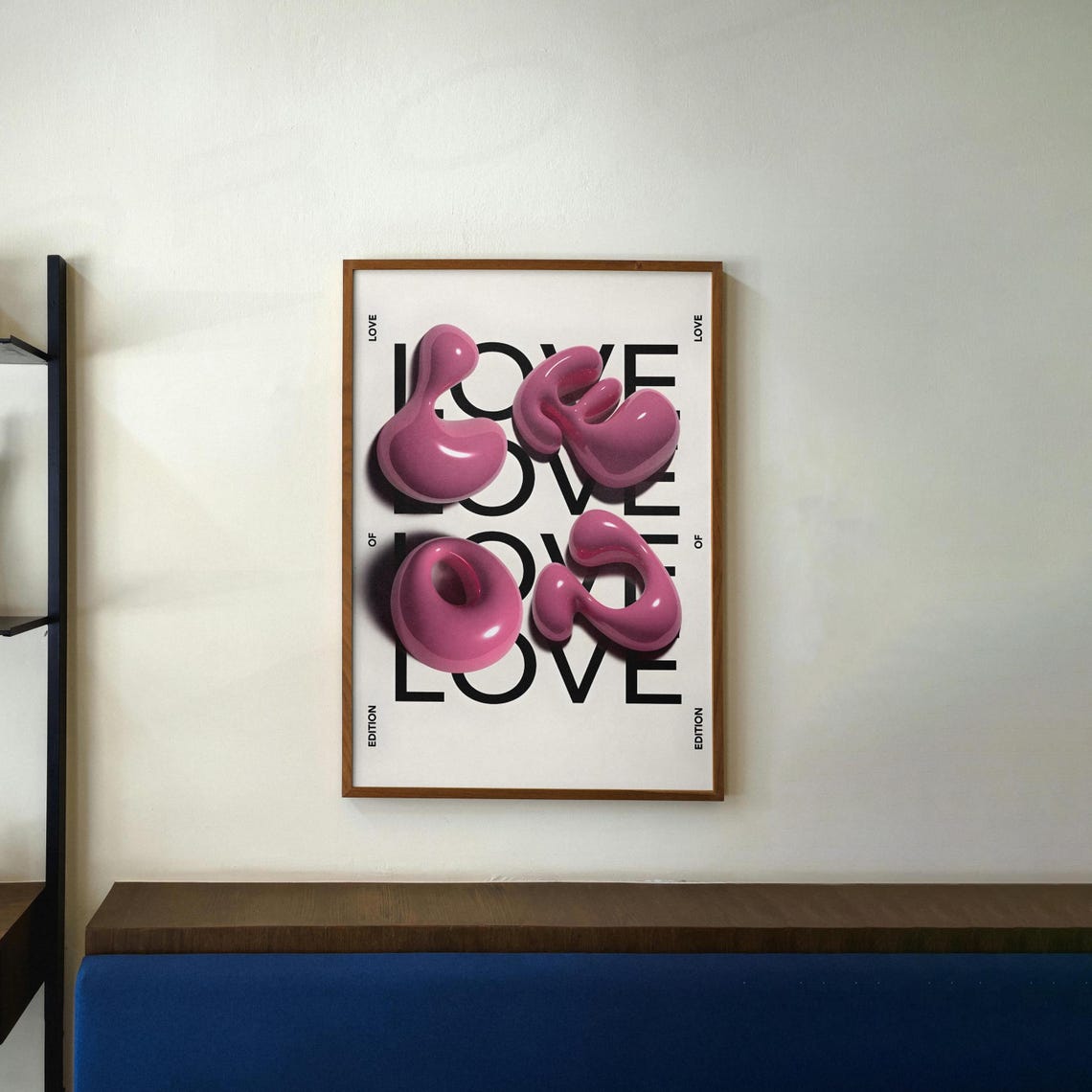 Love Edition 3D Puffy Typography Poster Glossy Pink Modern Pop Art - Image 3