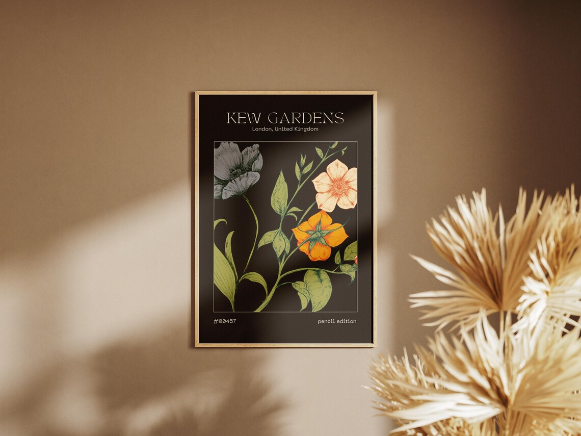 Kew Gardens London Botanical Illustration Vintage Flower Poster - Image 2