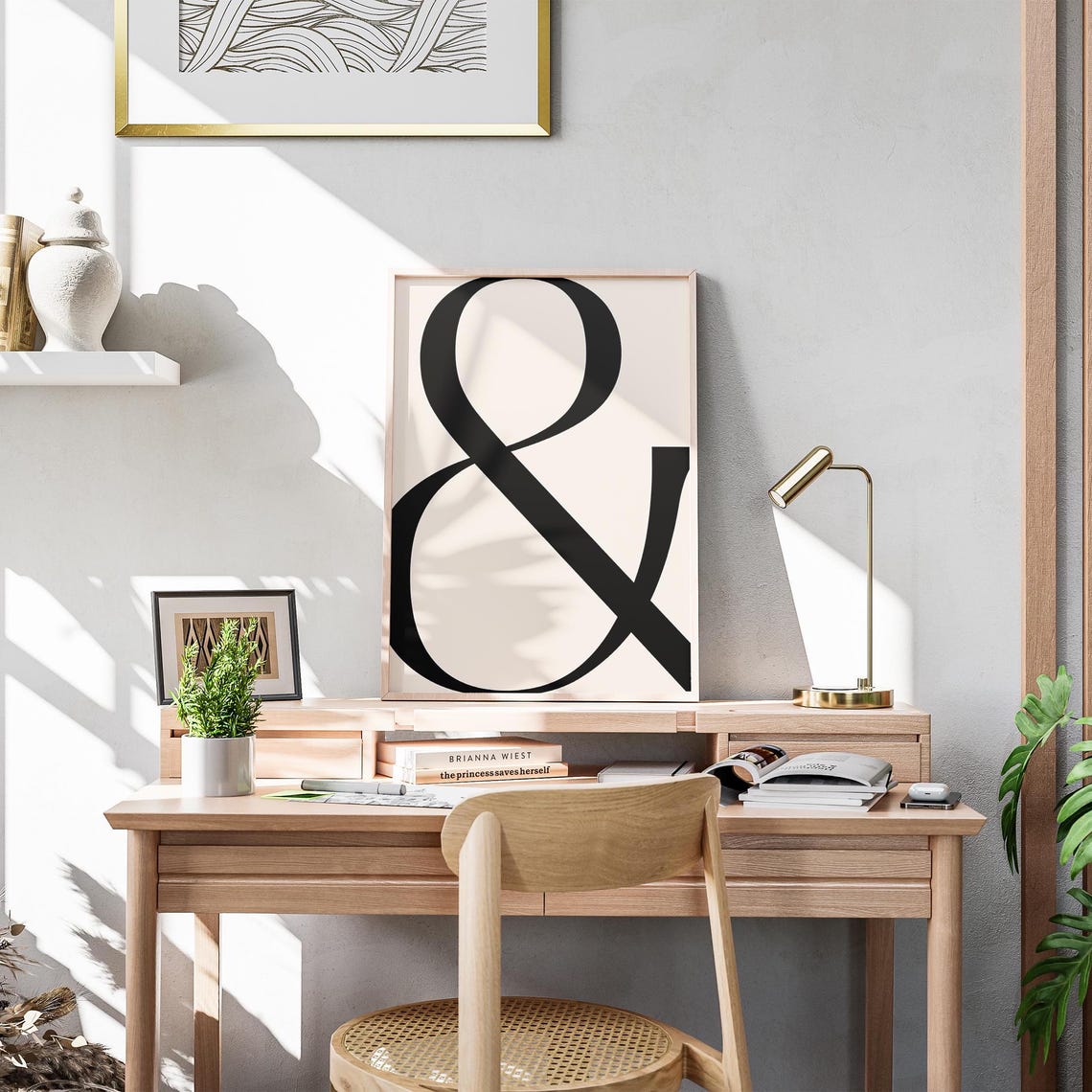 Ampersand Symbol Typography Poster Black On Beige Minimalist Statement - Image 2