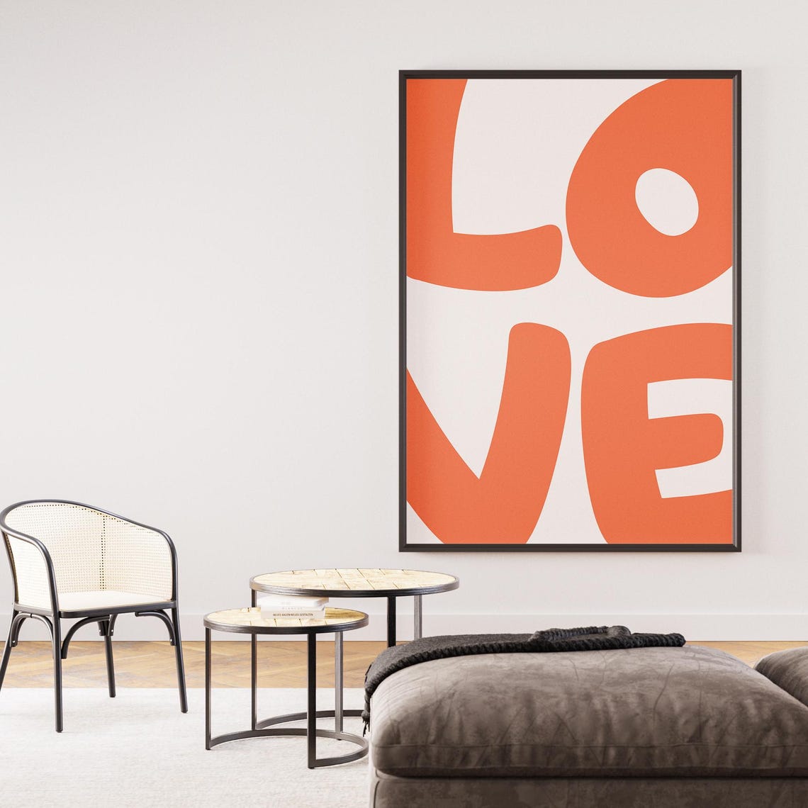 Bold Orange LOVE Word Art Minimalist Modern Typography Poster - Image 4