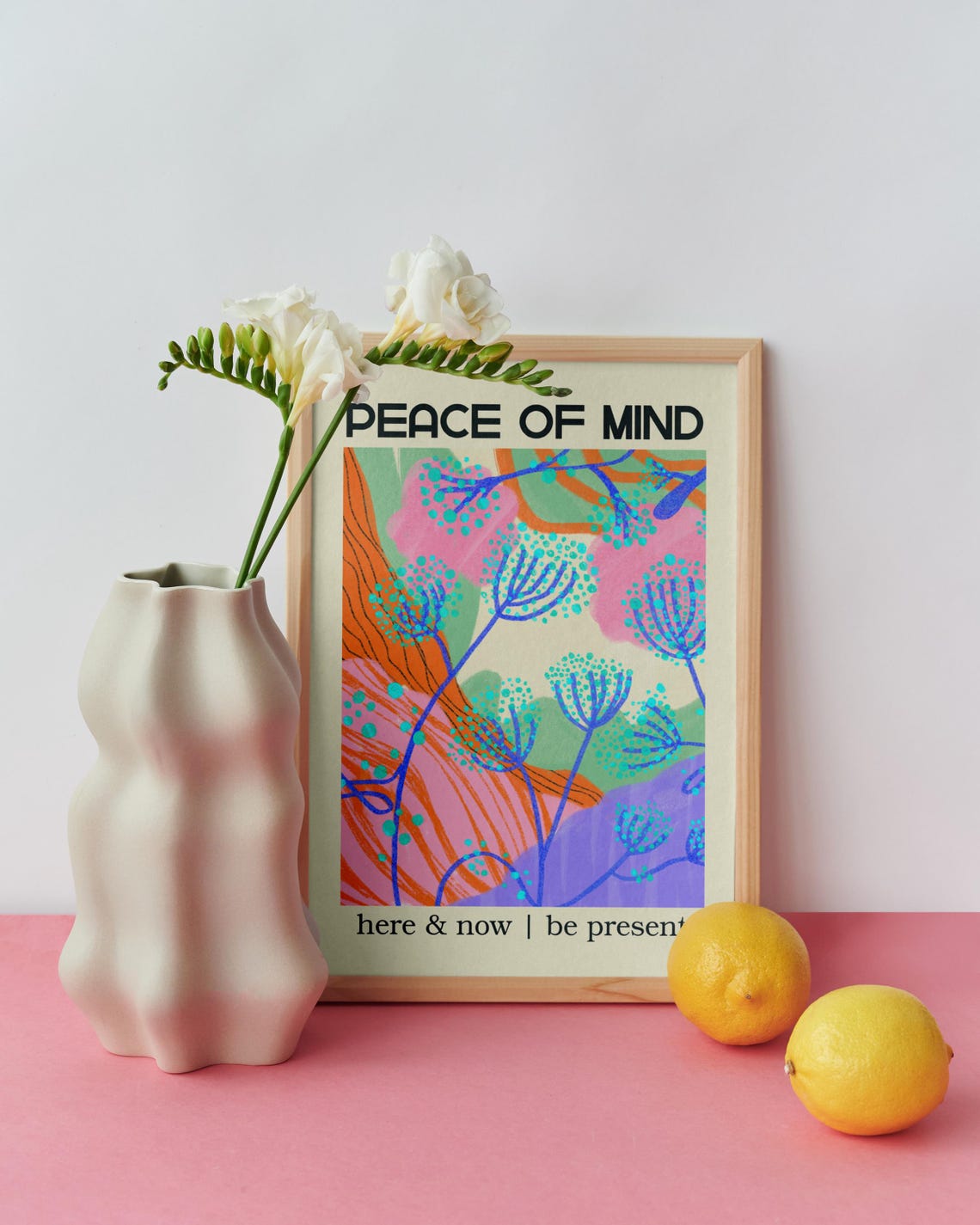 Peace of Mind Colorful Botanical Mindfulness Affirmation Poster - Image 2