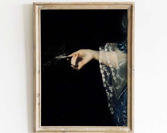 Dark Academia Wall Art Antique Oil Painting Artwork Woman Vintage Fashion Fine Art Print Instant Moody Portrait