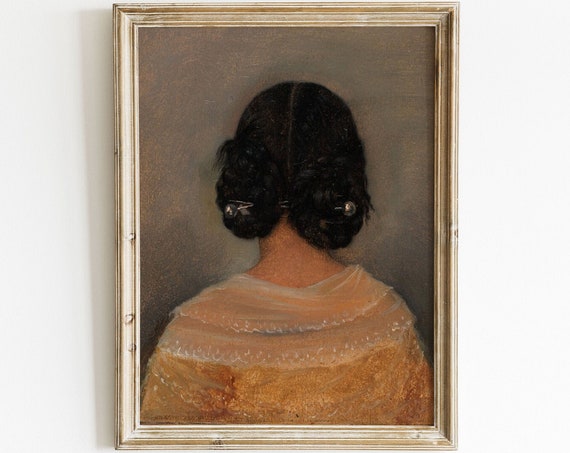 Moody Portrait Print Antique Oil Painting Artwork Vintage Woman Wall Art Instant Dark Academia Baroque Gallery Wall Art