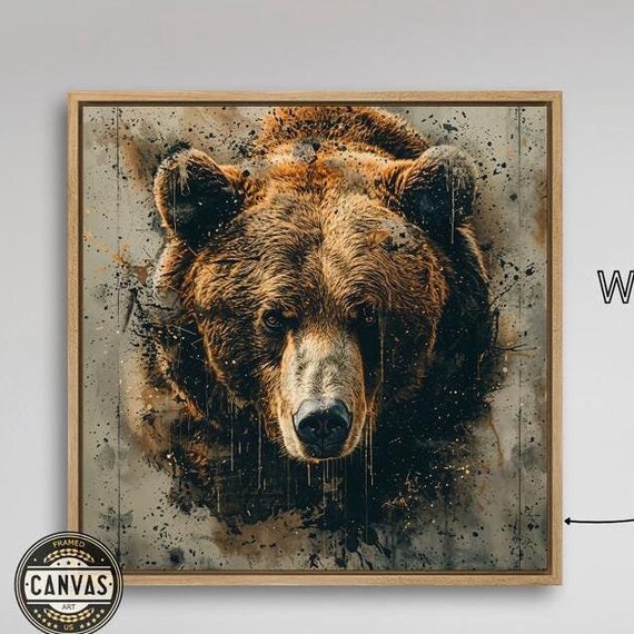 Grizzly Bear Portrait Grunge Splatter Wildlife Face Bold Animal Art Poster