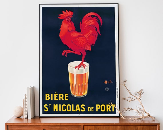 Restaurant Wall Art Vintage French Beer Art Print Retro Advertising Art Print Cool Poster