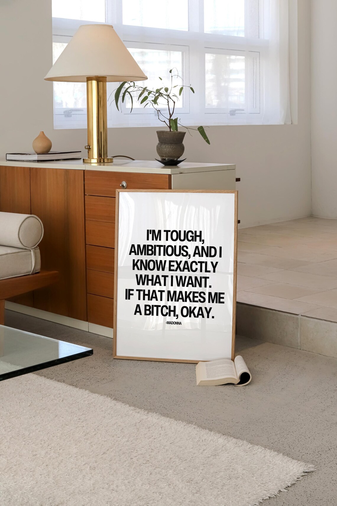 Madonna I'm Tough Ambitious Feminist Quote Black White Poster - Image 2