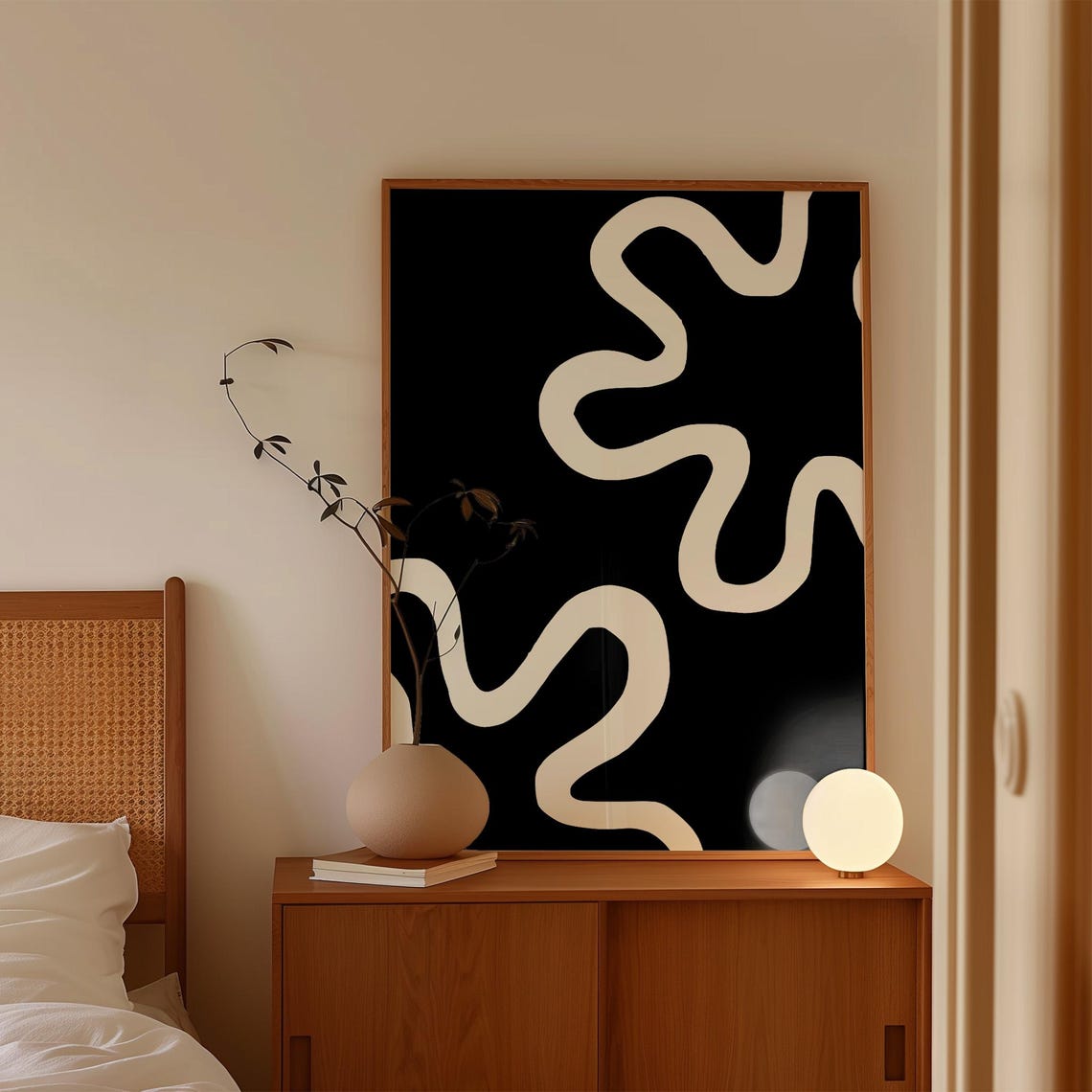 Black White Abstract Squiggle Line Art Minimalist Modern Decor Poster - Image 3