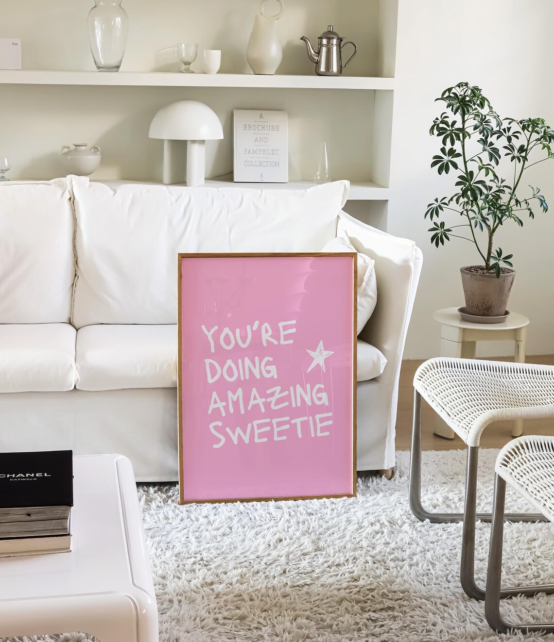 You're Doing Amazing Sweetie White Star Pink Quote Wall Poster - Image 4