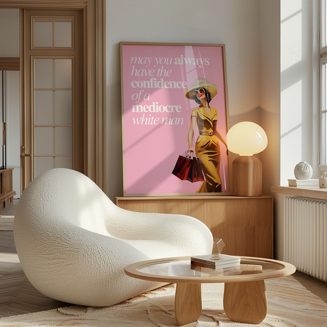 Confidence Of A Mediocre White Man Pink Retro Woman Funny Poster - Image 4