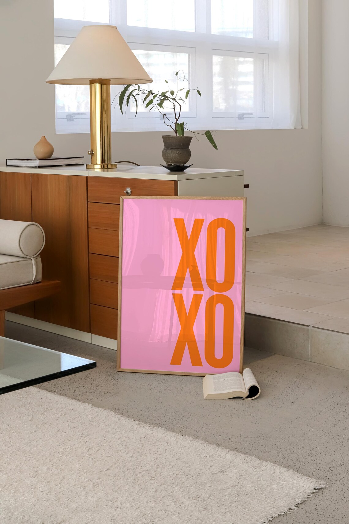 XOXO Pink Orange Typography Poster for Bedroom - Image 3