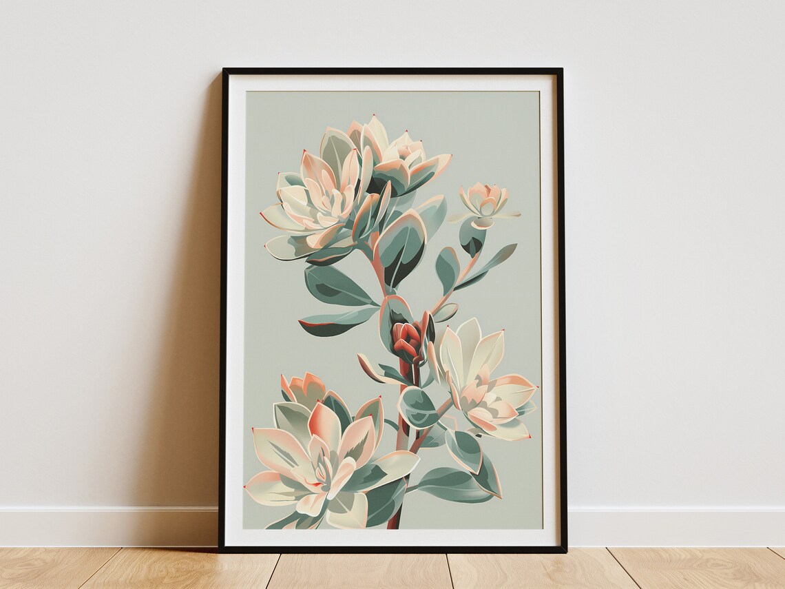 Minimalist Succulent Plant Art Print, Modern Botanical