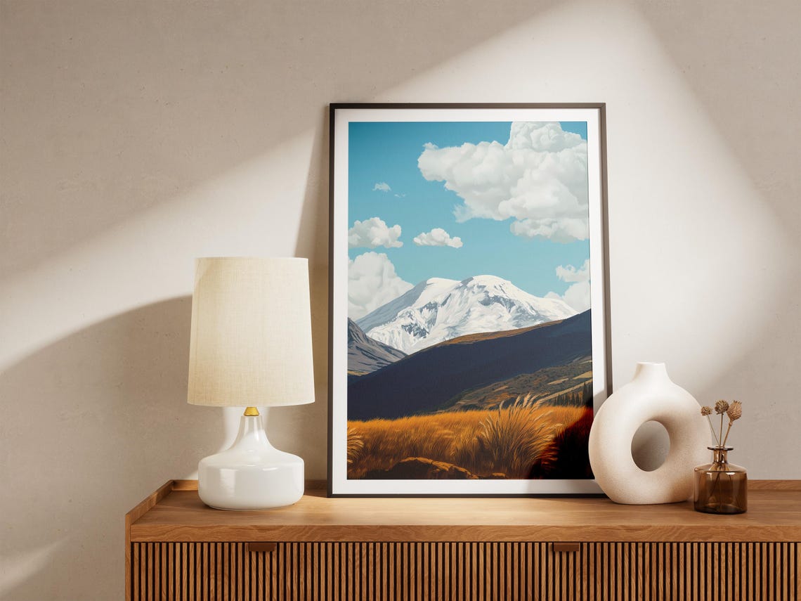 Chimborazo Mountain Ecuador Golden Grasslands Snowy Peak Poster - Image 5