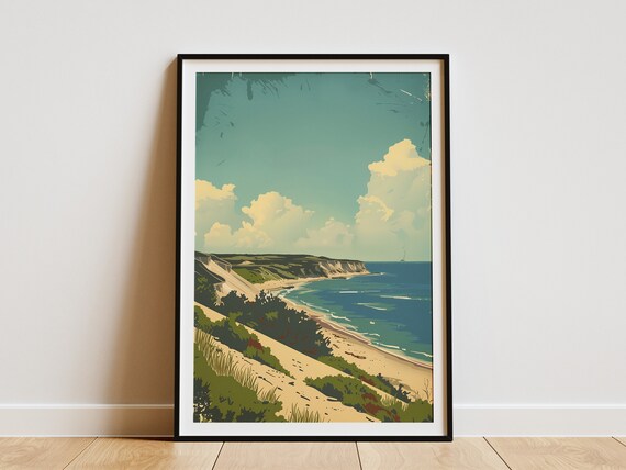 Indiana Dunes National Park Beach Lake Shoreline Vintage Travel Poster