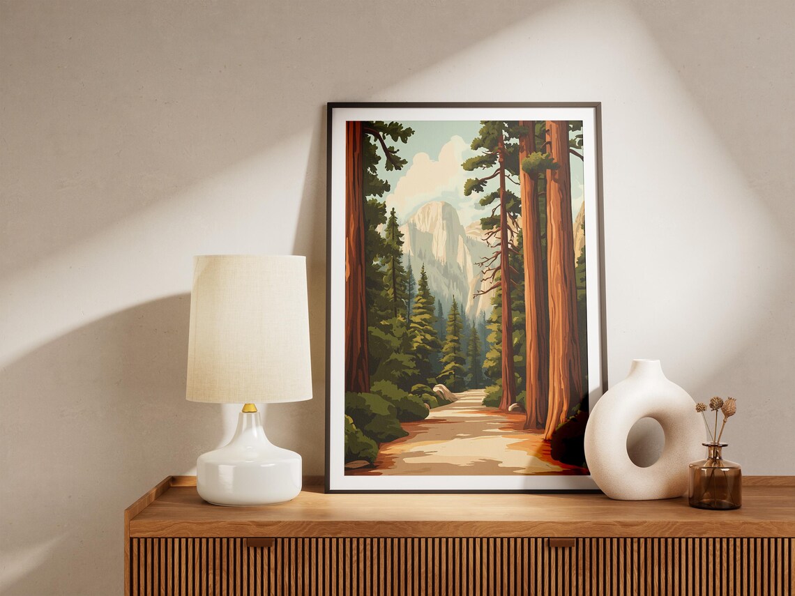 Giant Redwood Forest Trail Leading to Granite Peak Poster Scenic - Image 5