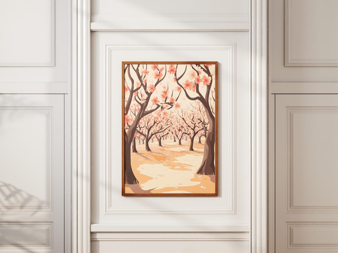 Blossoming Almond Orchard Poster With Pink Spring Flowering Trees - Image 2