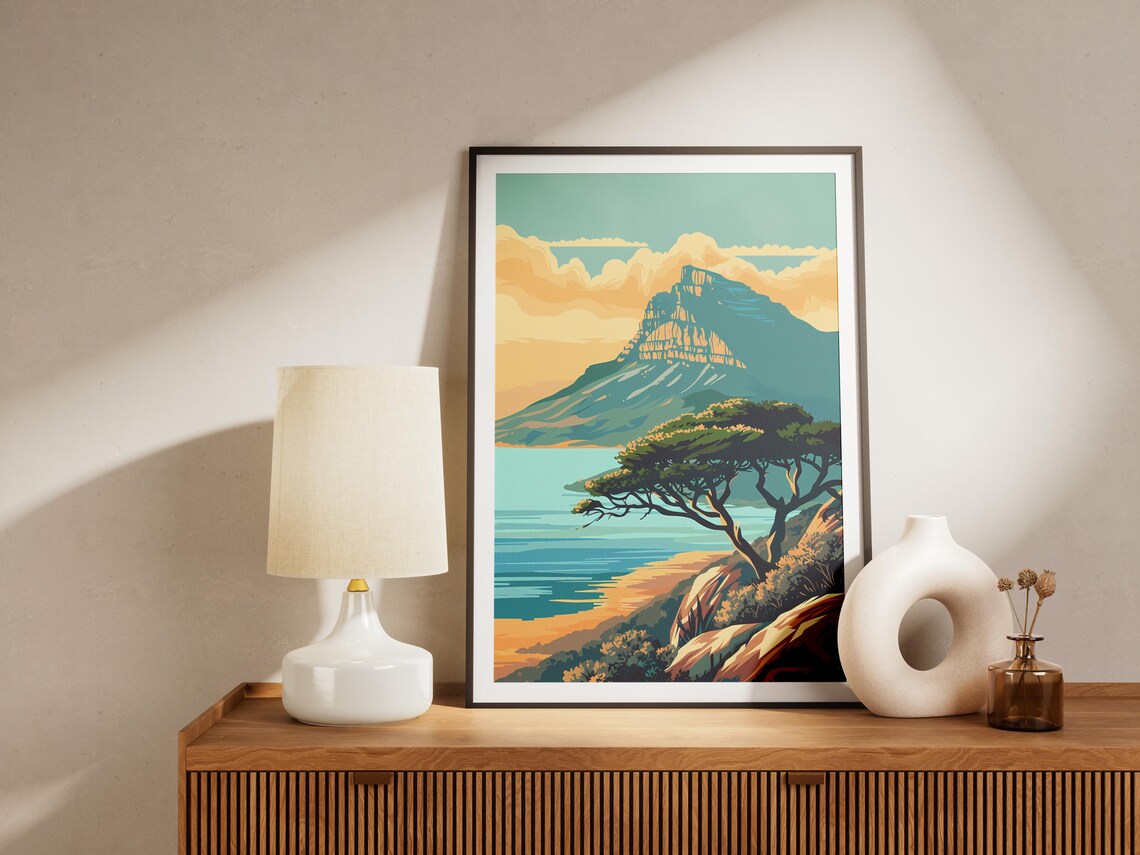 Table Mountain Cape Town South Africa Ocean Coast Travel Poster - Image 2