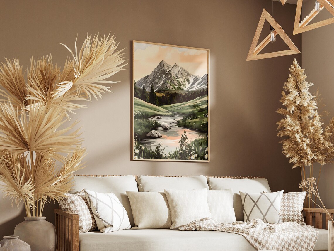 Mountain River Landscape, Calm Peaceful Scene - Image 3