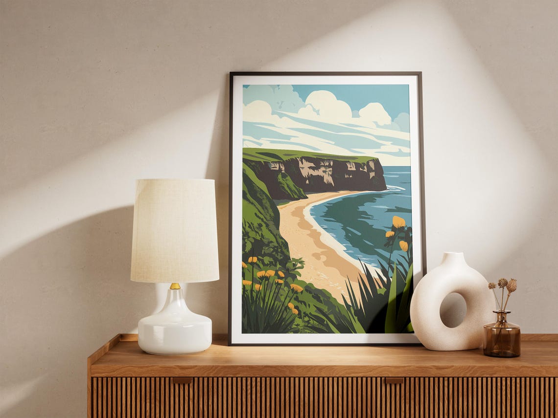 Jurassic Coast White Chalk Cliffs Sandy Bay England Travel Poster - Image 5