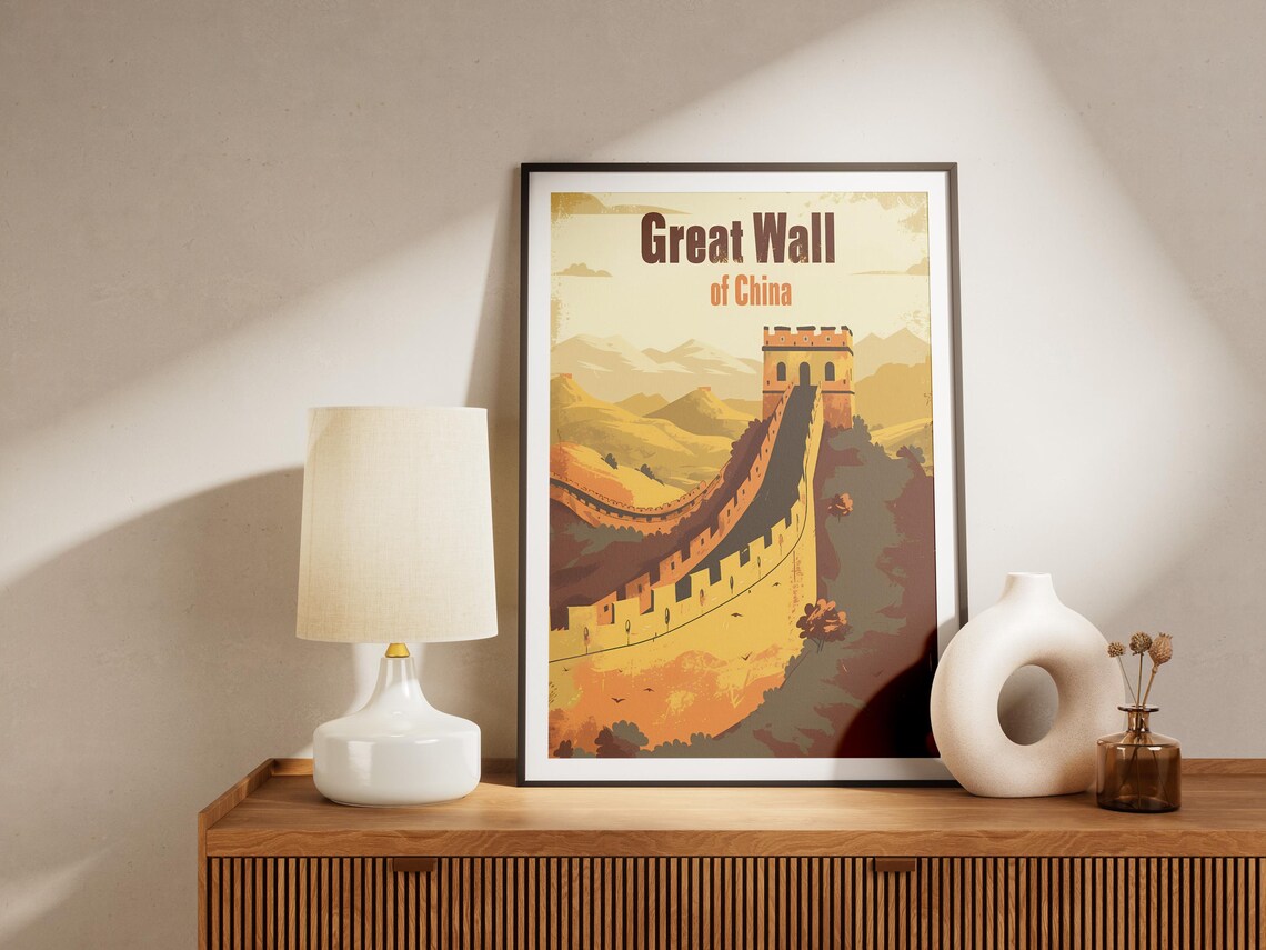 Great Wall of China Golden Watchtower Vintage Travel Art Poster - Image 2