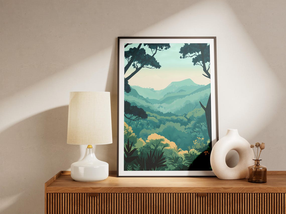 Lush Tropical Forest Valley With Mountain View Travel Poster - Image 5