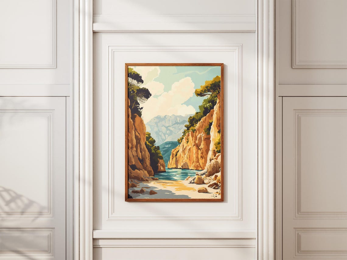 Mediterranean Coastal Gorge Cliffs and Turquoise Seascape Poster - Image 2