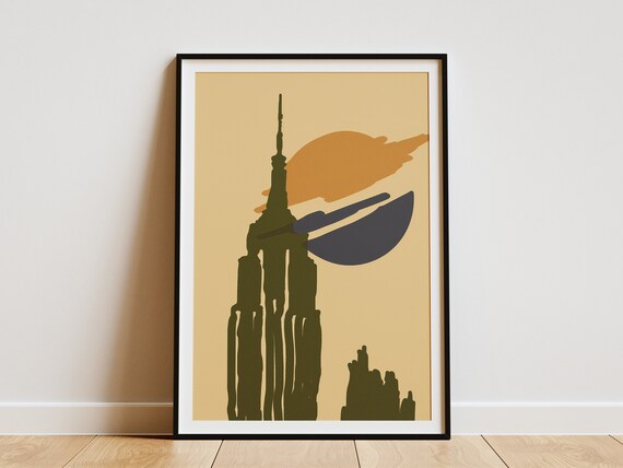 Empire State Building Abstract Sun Mid Century Minimalist Art Print