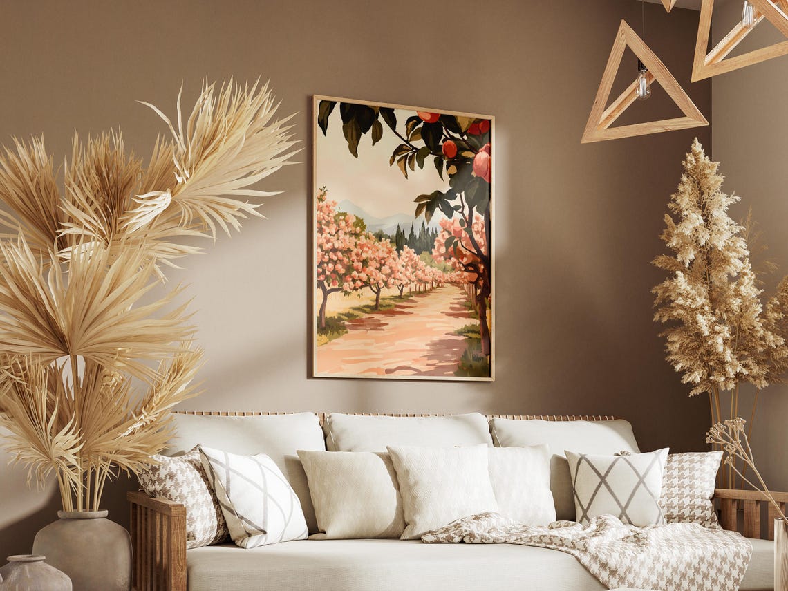 Cherry Blossom Avenue with Pink Trees Over a Dirt Road Poster - Image 3