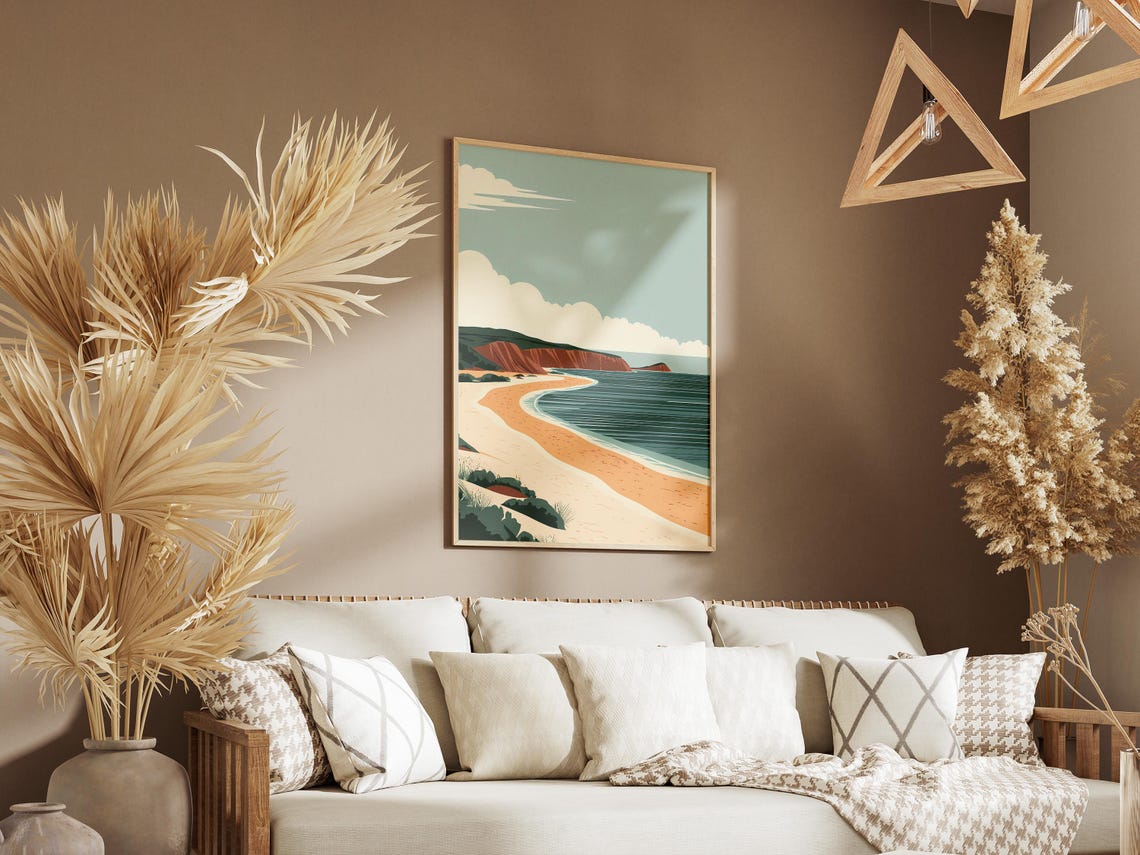Shark Bay Australia Red Cliffs Sandy Beach Coastal Travel Poster - Image 3