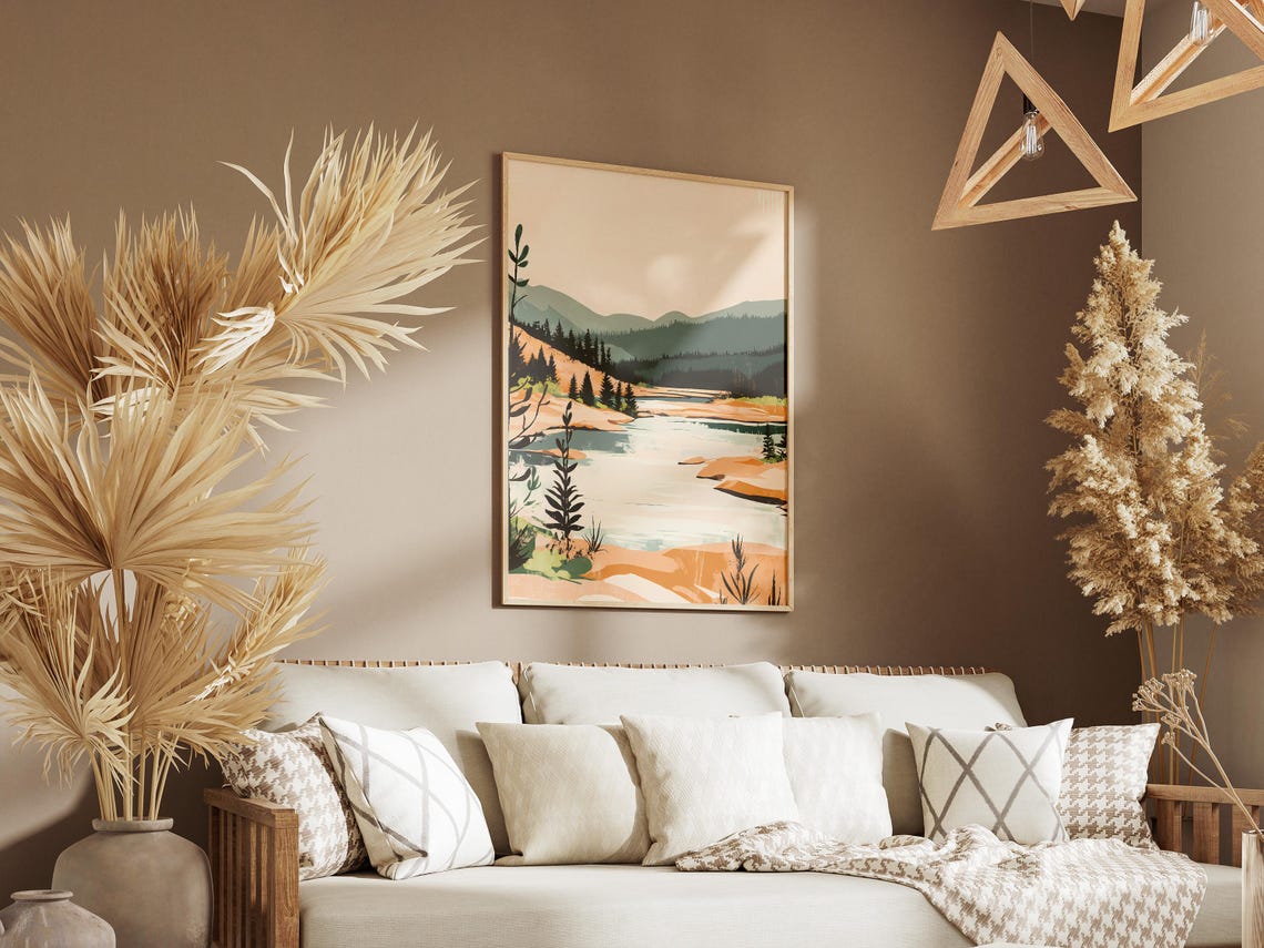 Forest Lake With Sandy Shores And Pine Mountain Views Poster - Image 3