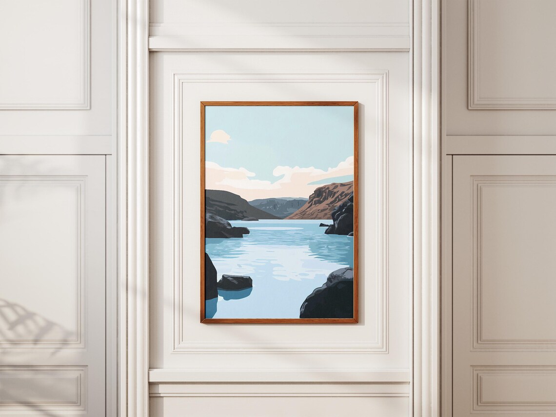 Iceland Blue Lagoon Milky Blue Waters Between Dark Lava Rocks Poster - Image 2