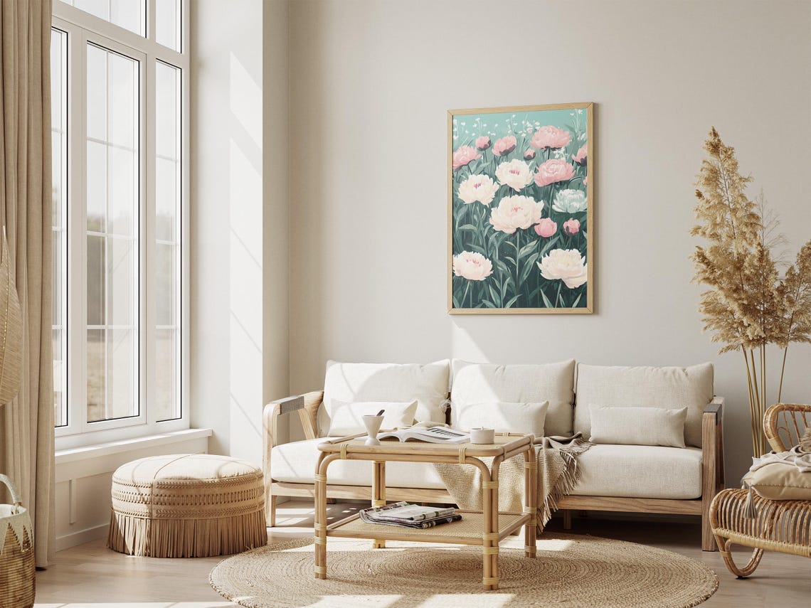 Blush Pink Peony Blossoms Soft Pastel Botanical Floral Poster - Image 4