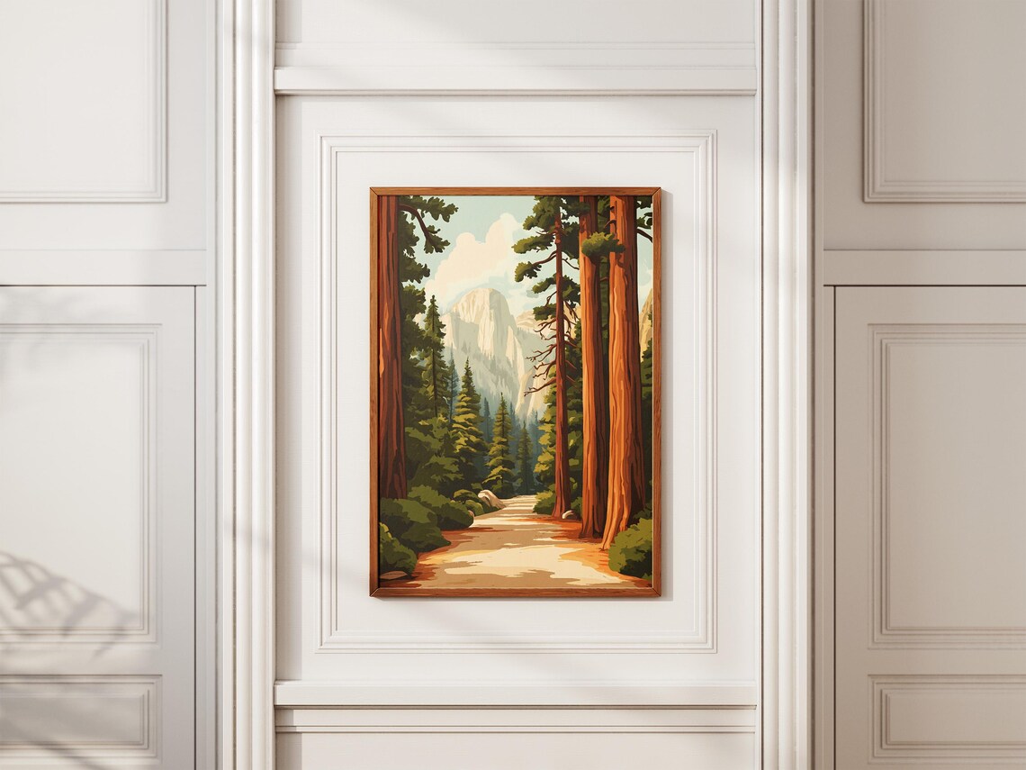 Giant Redwood Forest Trail Leading to Granite Peak Poster Scenic - Image 2