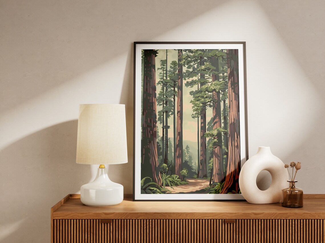 Redwood National Park Avenue of Giants Grove Vintage Travel Poster - Image 2